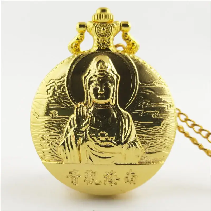 Vintage Bronze Gold Pocket Watch with Quilted Chain - Image 5