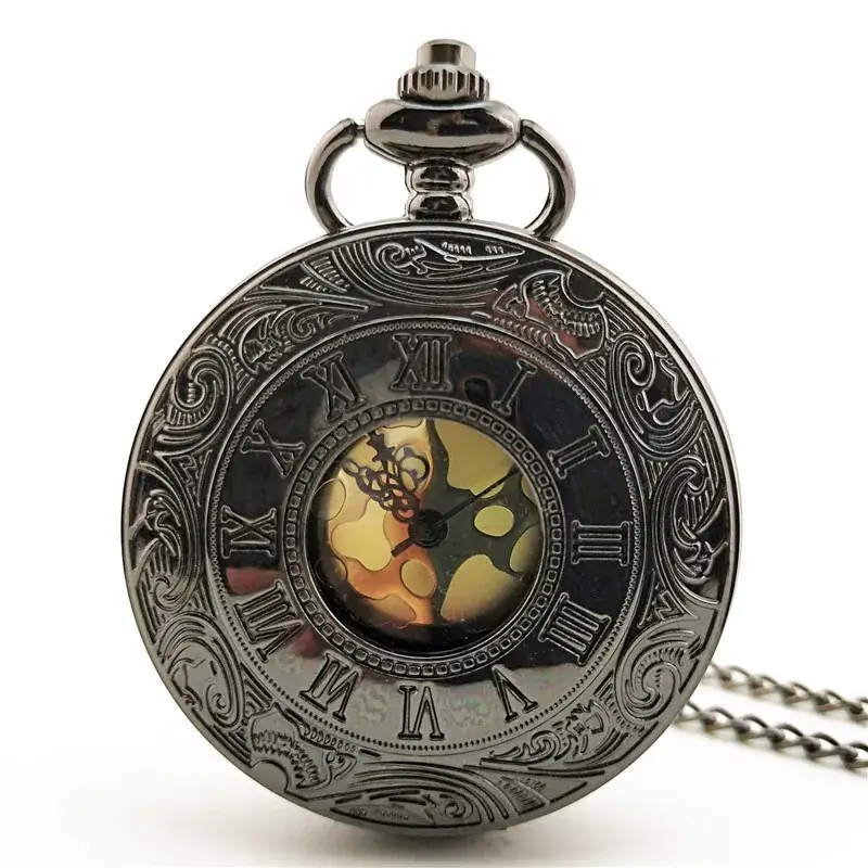Vintage Bronze Pocket Watch with Roman Numeral Design