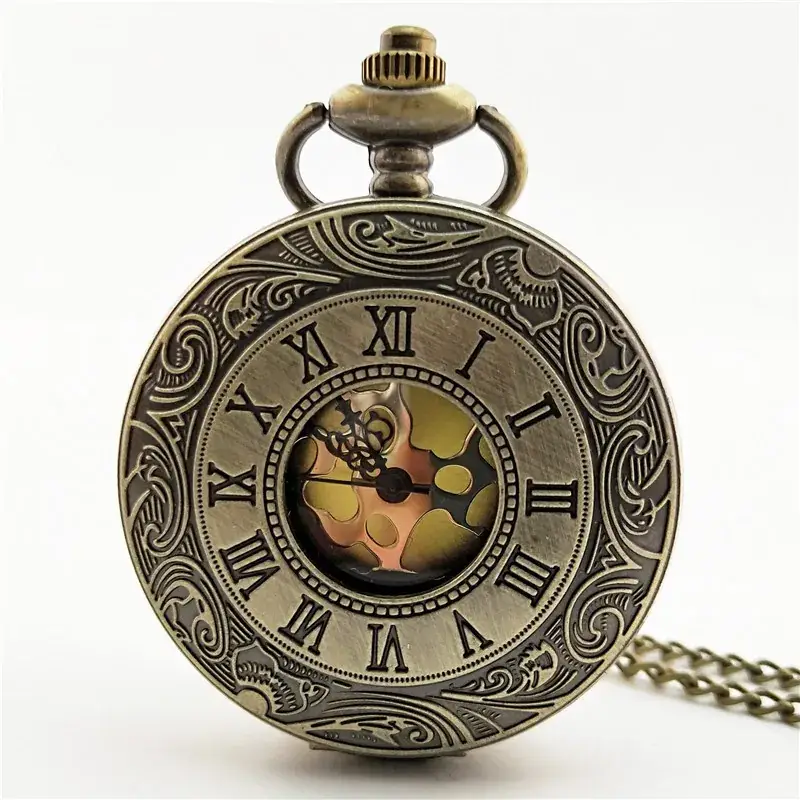 Vintage Bronze Pocket Watch with Roman Numeral Design