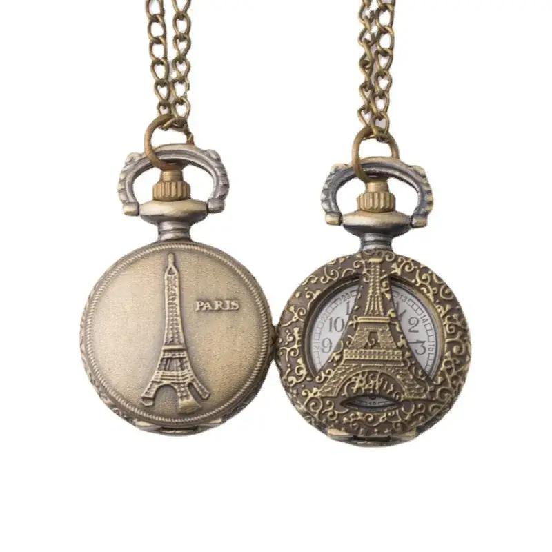 Retro Tower Pocket Watch for Men Women Casual Fashion - Image 3