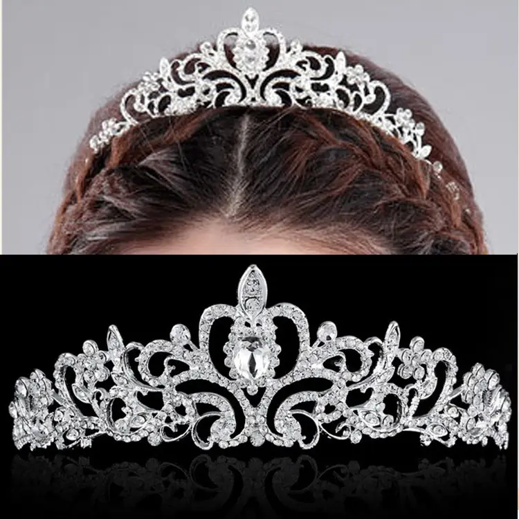 Crystal Diamond Bride Wedding Hair Crown with Combs - Image 48