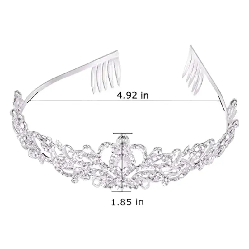 Crystal Diamond Bride Wedding Hair Crown with Combs