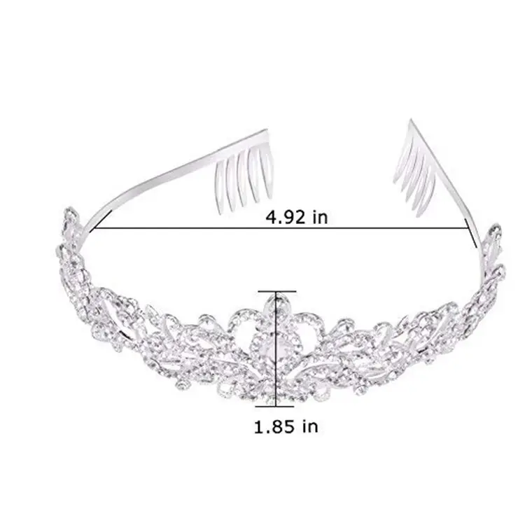 Crystal Diamond Bride Wedding Hair Crown with Combs — feature 13