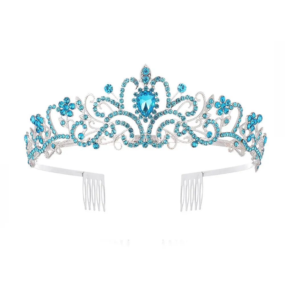 Crystal Diamond Bride Wedding Hair Crown with Combs - Image 11
