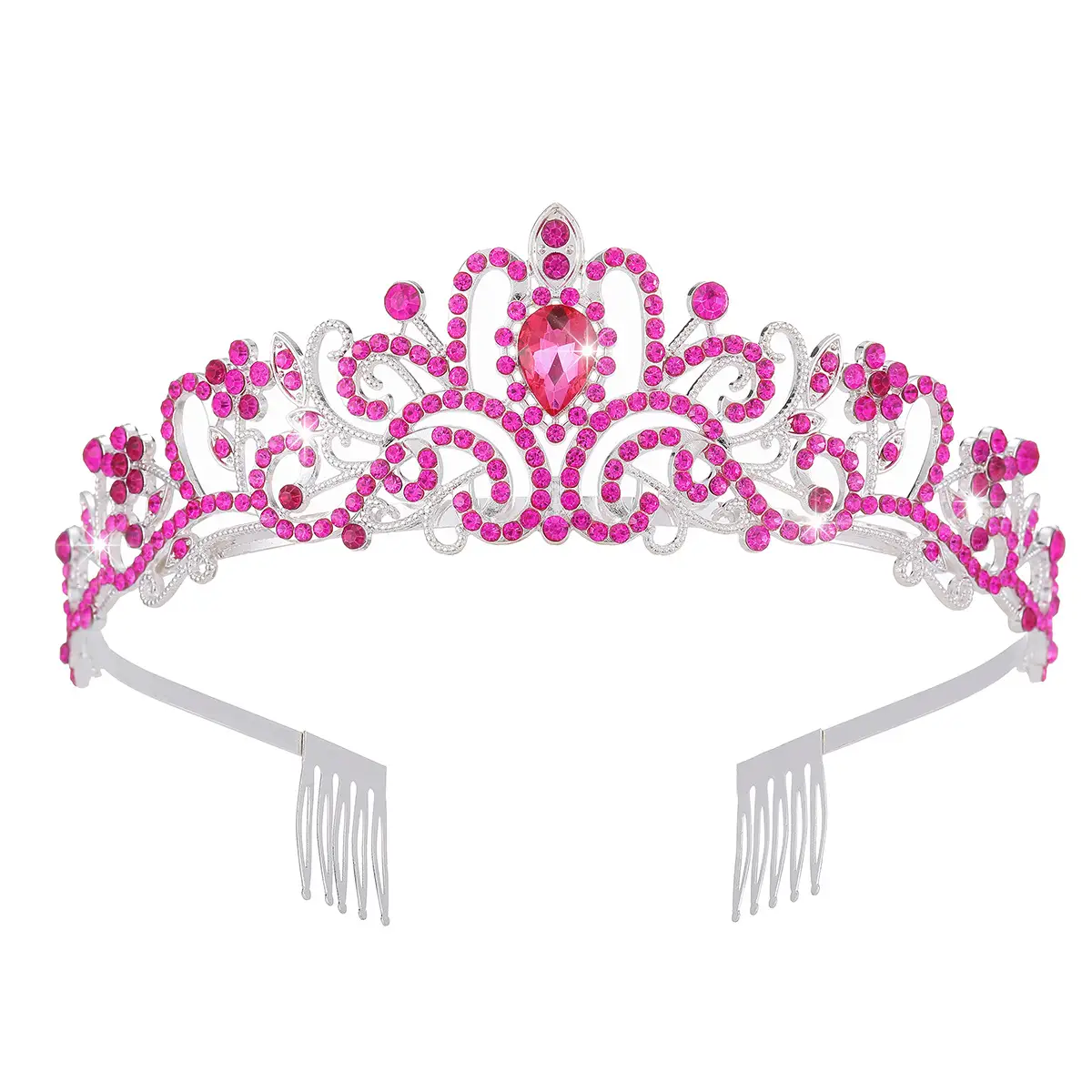 Crystal Diamond Bride Wedding Hair Crown with Combs - Image 16