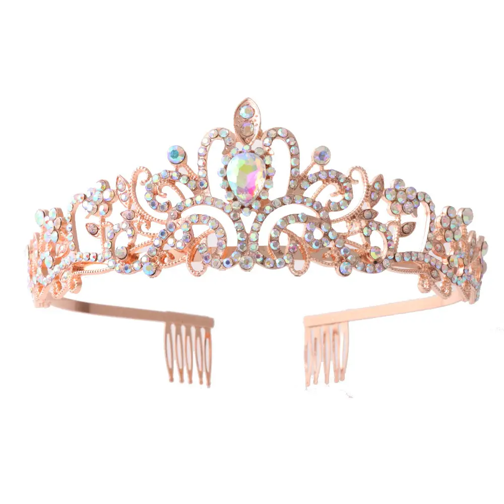 Crystal Diamond Bride Wedding Hair Crown with Combs - Image 19