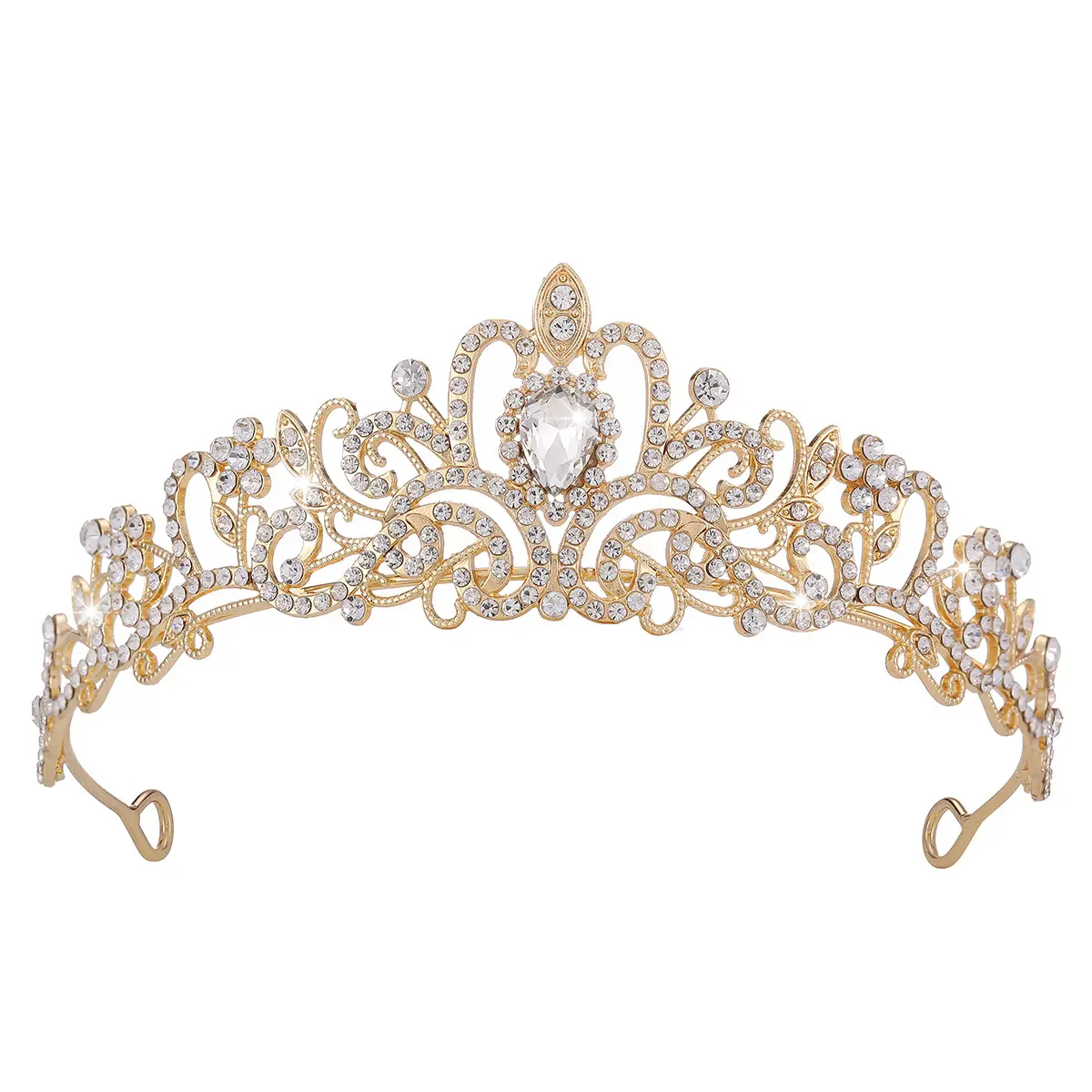 Crystal Diamond Bride Wedding Hair Crown with Combs - Image 2