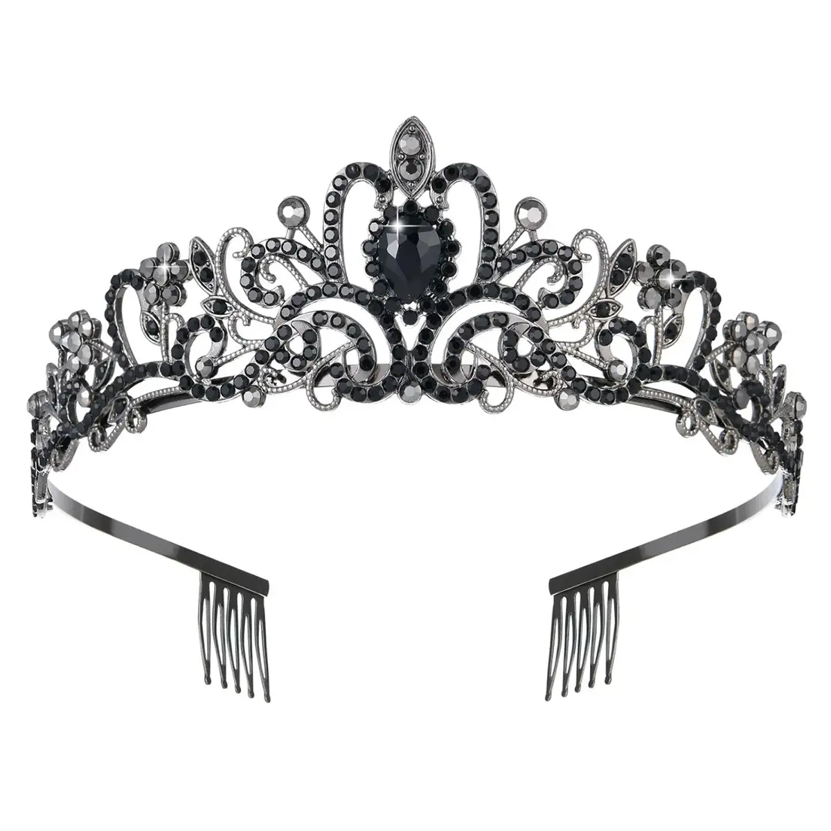 Crystal Diamond Bride Wedding Hair Crown with Combs - Image 24
