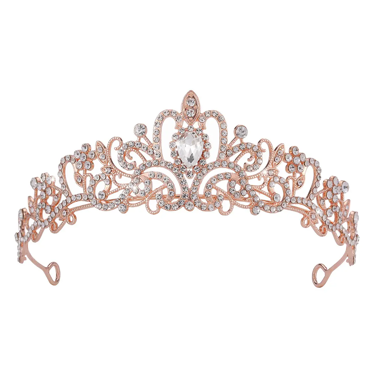 Crystal Diamond Bride Wedding Hair Crown with Combs - Image 3