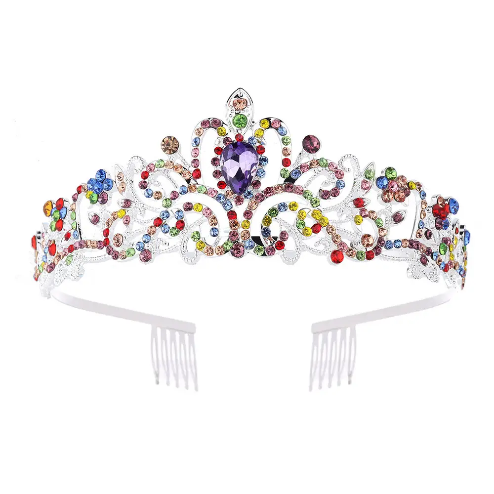 Crystal Diamond Bride Wedding Hair Crown with Combs - Image 30
