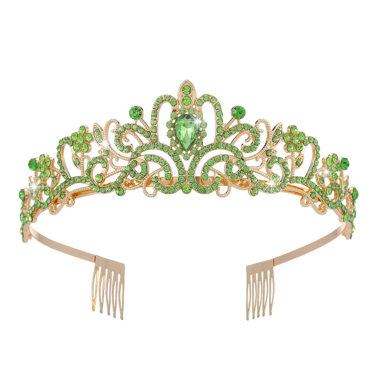 Crystal Diamond Bride Wedding Hair Crown with Combs - Image 33
