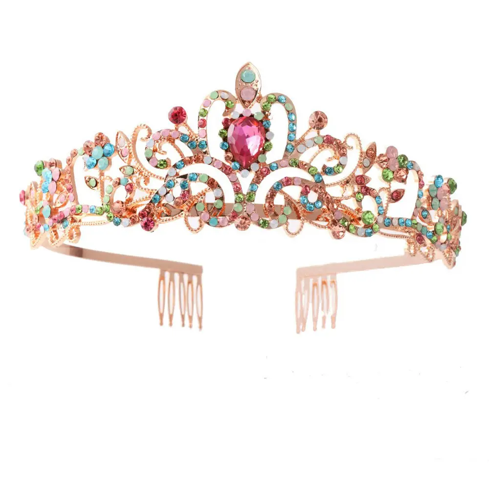 Crystal Diamond Bride Wedding Hair Crown with Combs - Image 39