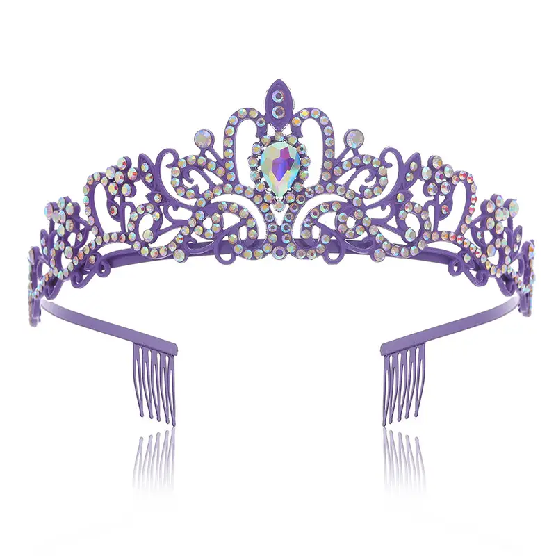 Crystal Diamond Bride Wedding Hair Crown with Combs - Image 44