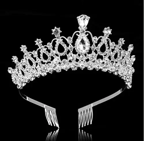 Crystal Diamond Bride Wedding Hair Crown with Combs - Image 7