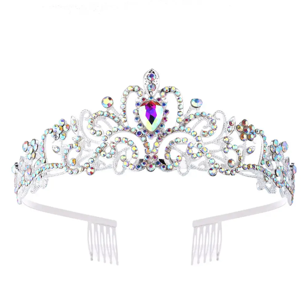 Crystal Diamond Bride Wedding Hair Crown with Combs - Image 8