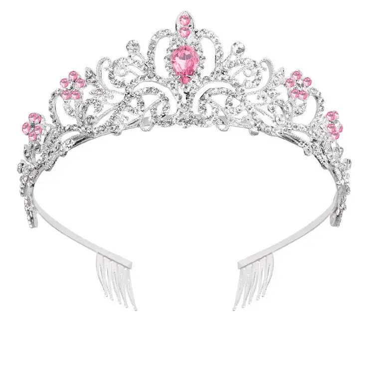 Crystal Diamond Bride Wedding Hair Crown with Combs - Image 9