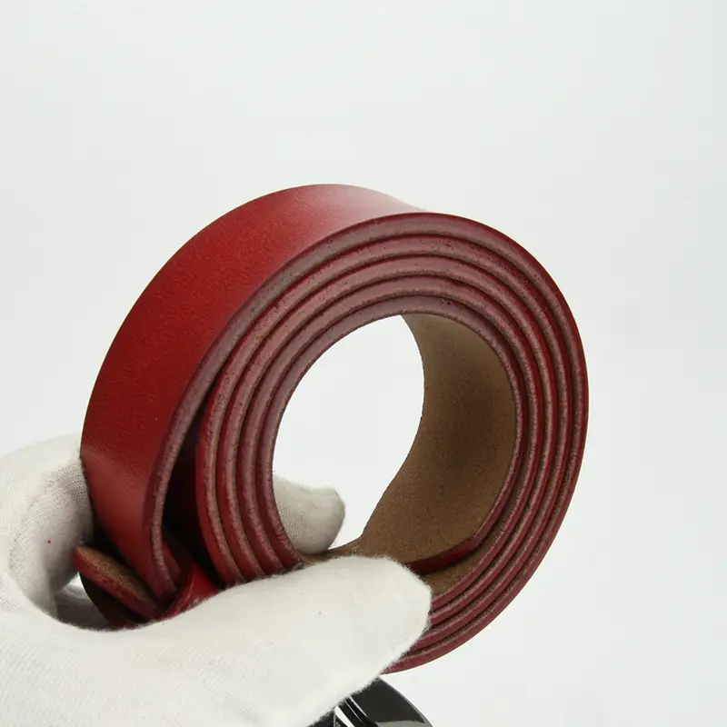 Women's Red Cowhide Belt with Silver Buckle - Image 5