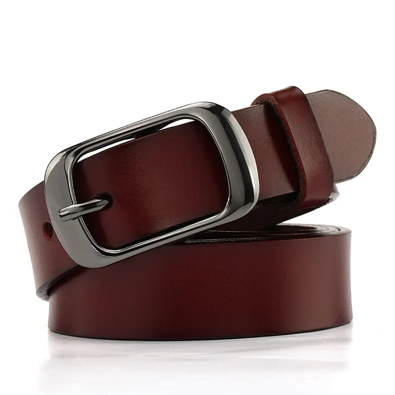 Women's Red Cowhide Belt with Silver Buckle β feature 10