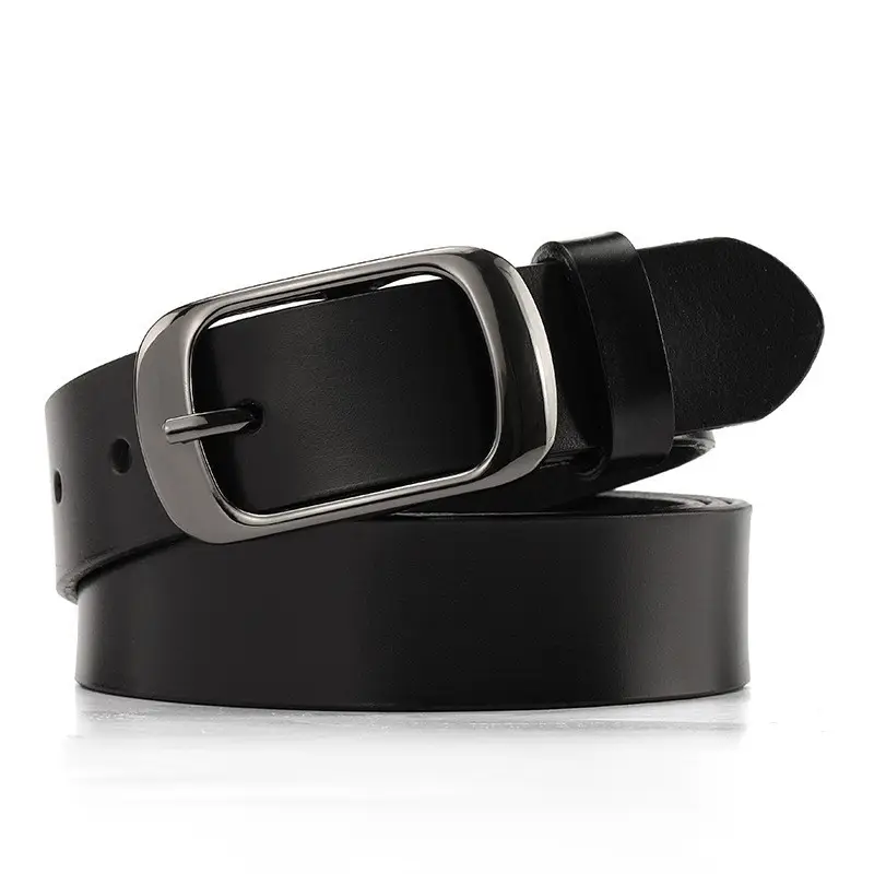 Women's Red Cowhide Belt with Silver Buckle - Image 3