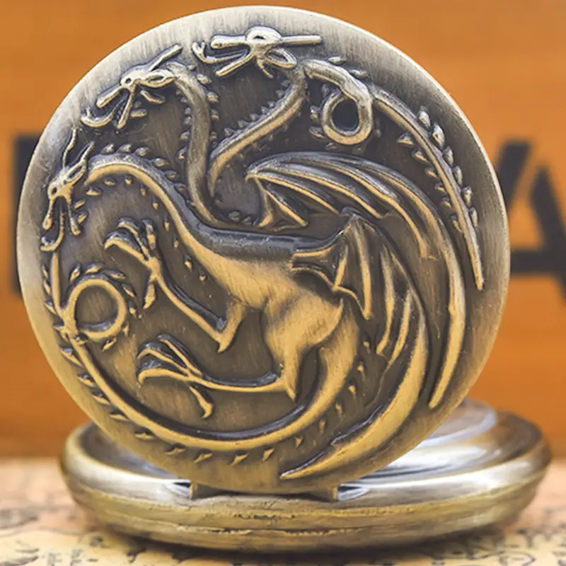 Retro Bronze Dragon Pocket Watch with Chain — feature 32