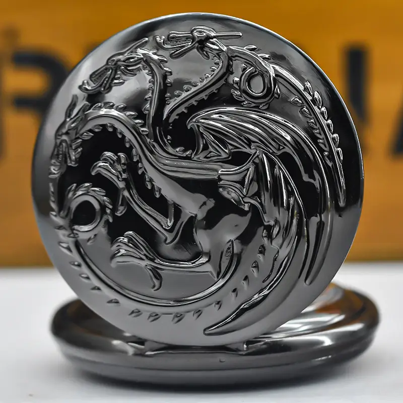 Retro Bronze Dragon Pocket Watch with Chain — feature 34