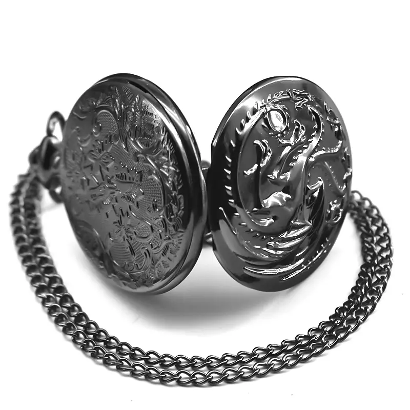 Retro Bronze Dragon Pocket Watch with Chain — feature 35