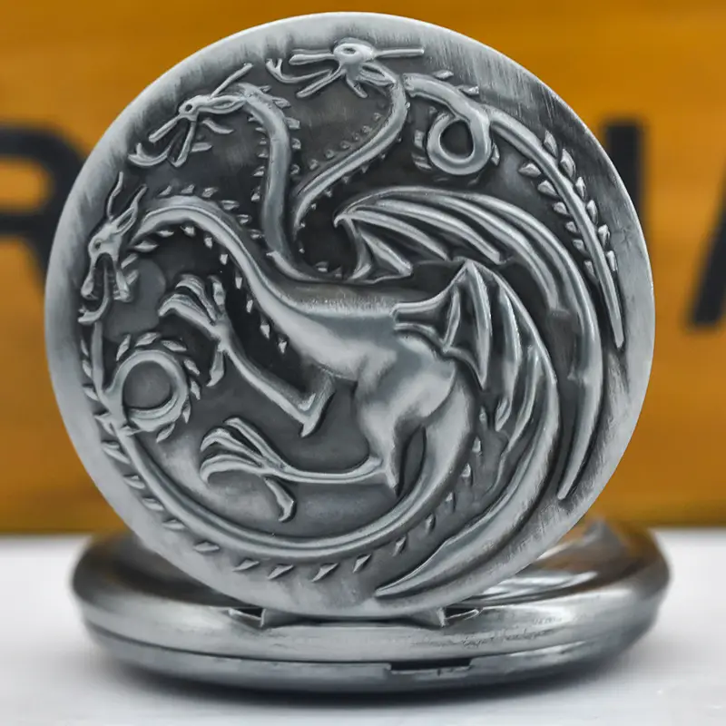 Retro Bronze Dragon Pocket Watch with Chain — feature 36