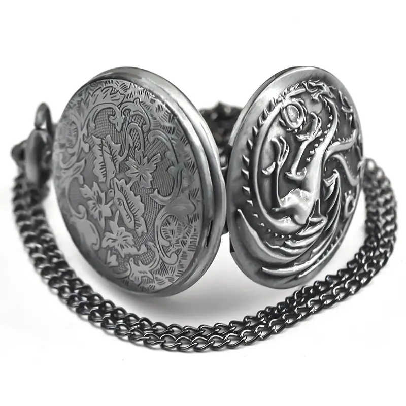 Retro Bronze Dragon Pocket Watch with Chain — feature 37
