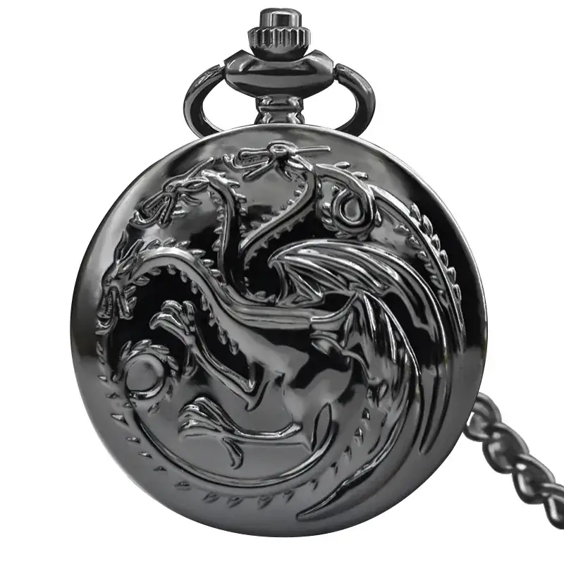 Retro Bronze Dragon Pocket Watch with Chain - Image 11