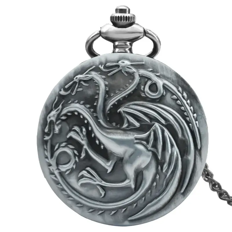 Retro Bronze Dragon Pocket Watch with Chain - Image 14