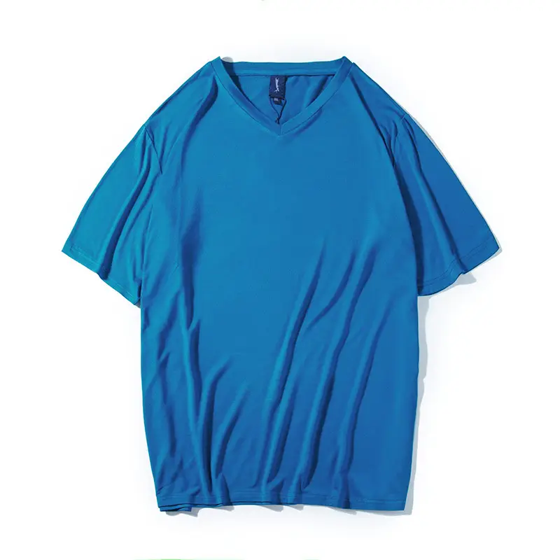 Blue V-Neck T-Shirt Extra Large Men Summer Wear - Image 11