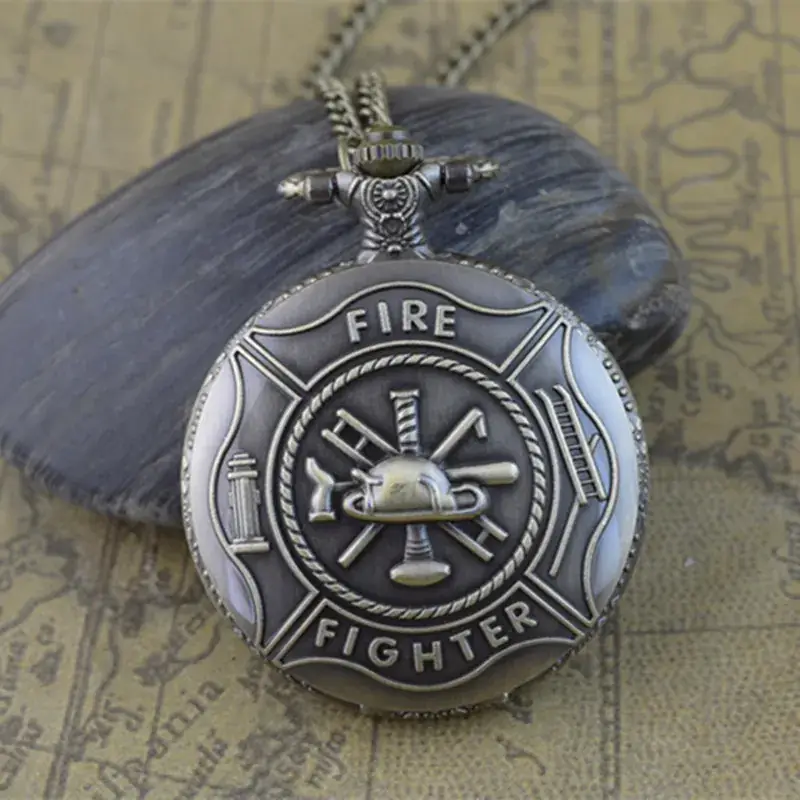 Retro Firefighter Pocket Watch for Men Women - Image 3