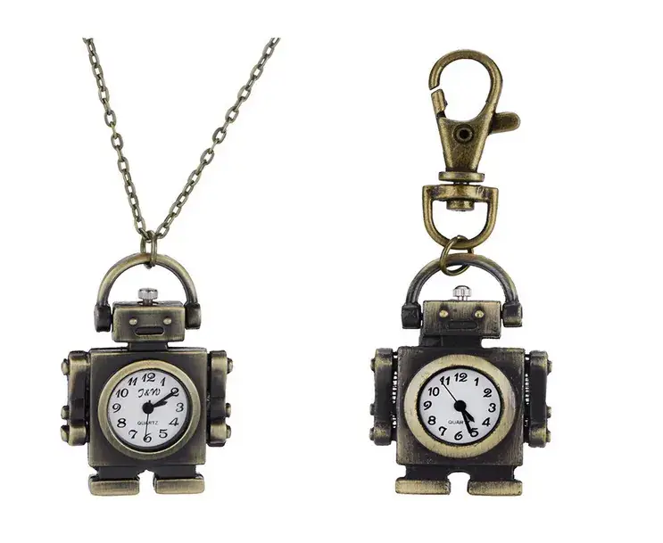 Retro Pocket Watch with Chain Buckle and White Dial