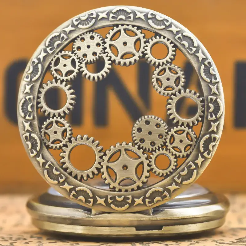 Retro Bronze Gear Pocket Watch Decorative Item