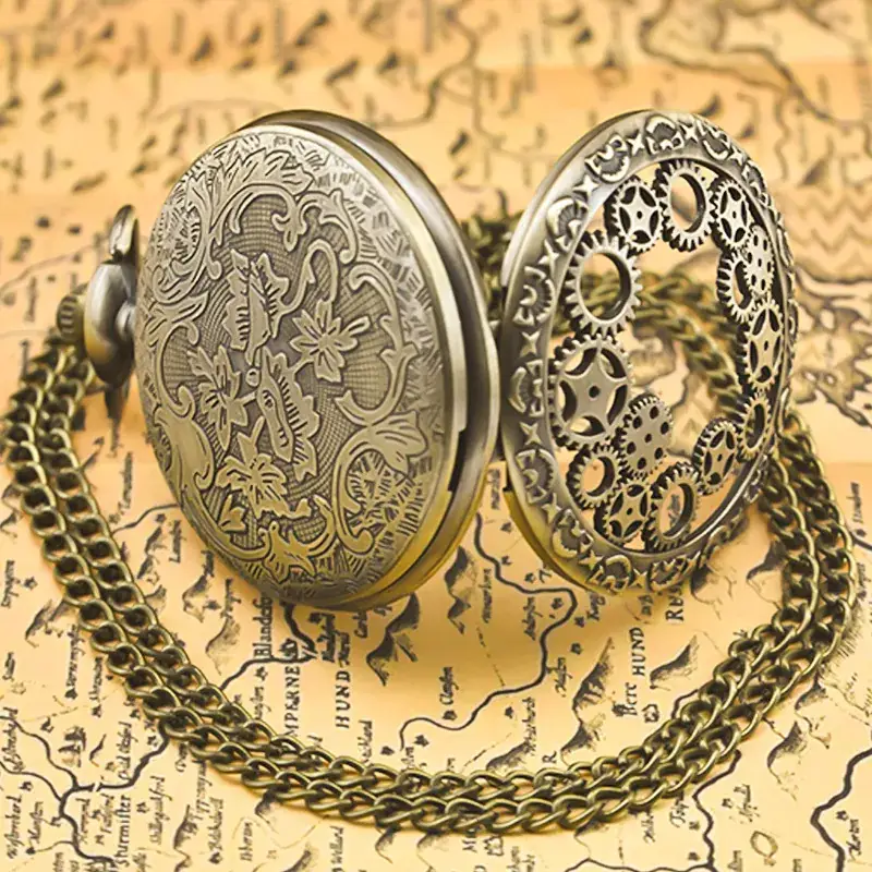 Retro Bronze Gear Pocket Watch Decorative Item