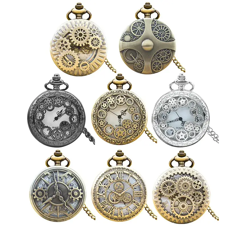 Retro Bronze Gear Pocket Watch Decorative Item