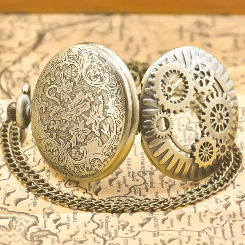 Retro Bronze Gear Pocket Watch Decorative Item — feature 13