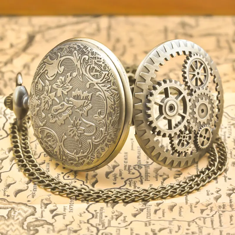 Retro Bronze Gear Pocket Watch Decorative Item — feature 14