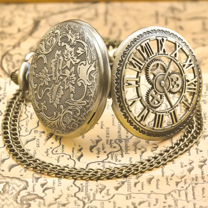 Retro Bronze Gear Pocket Watch Decorative Item — feature 16