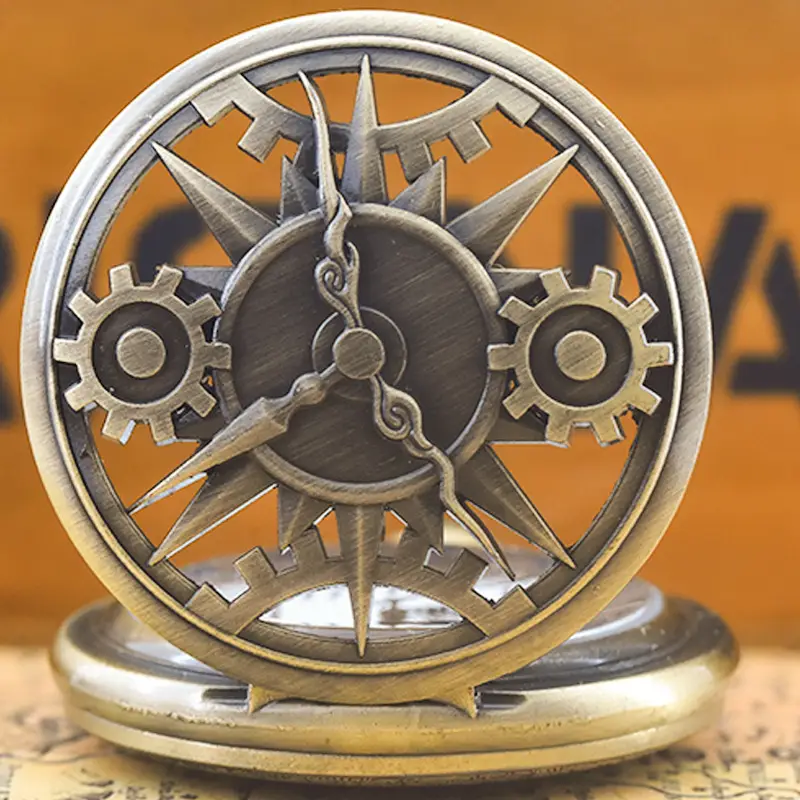 Retro Bronze Gear Pocket Watch Decorative Item — feature 17