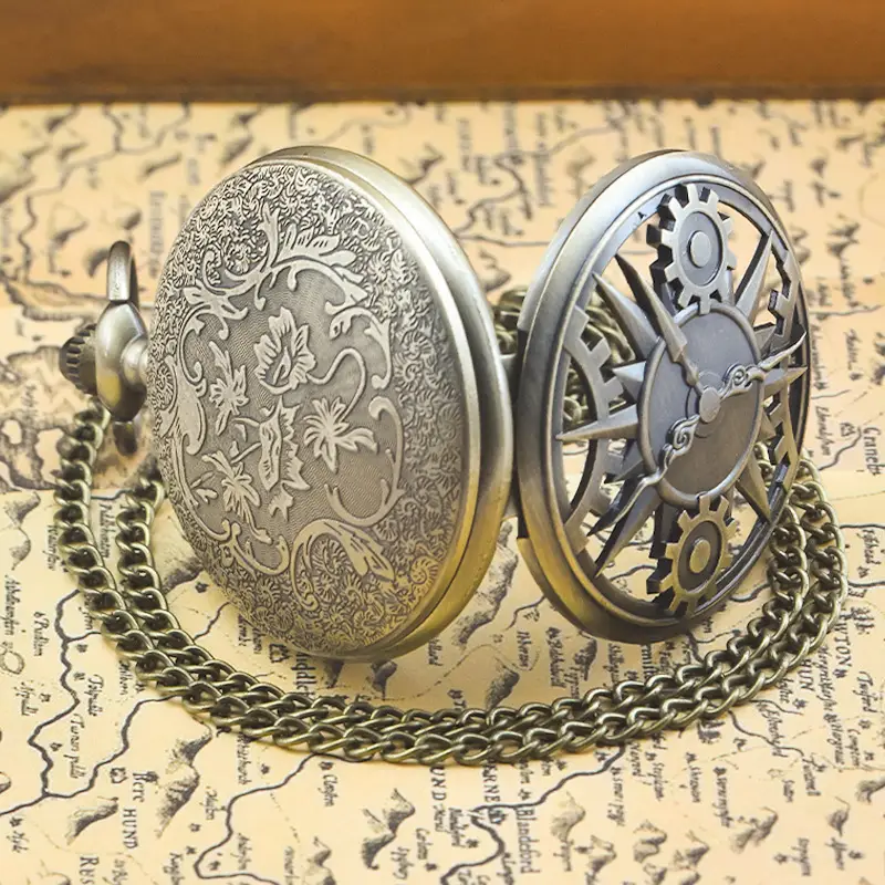 Retro Bronze Gear Pocket Watch Decorative Item — feature 18