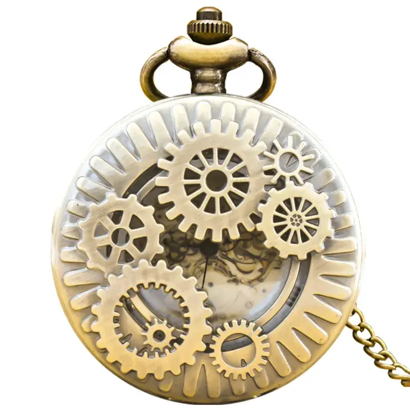 Retro Bronze Gear Pocket Watch Decorative Item