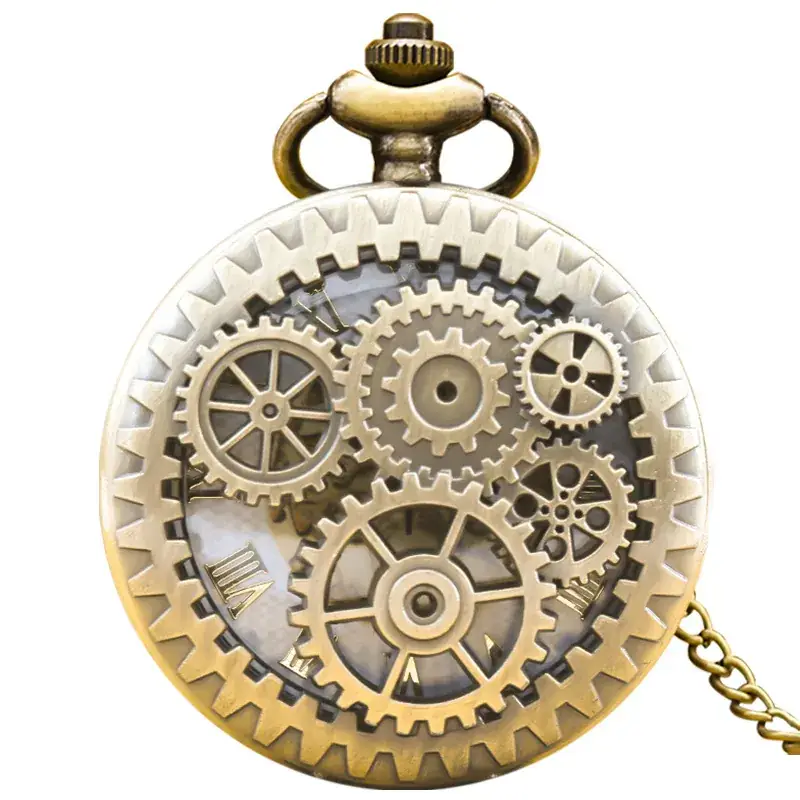 Retro Bronze Gear Pocket Watch Decorative Item