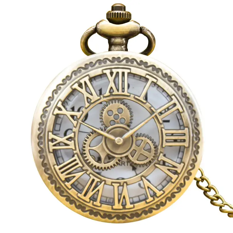 Retro Bronze Gear Pocket Watch Decorative Item