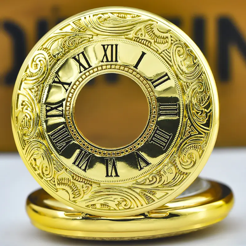 Bronze Roman Clock Pocket Watch with Flip Cover — feature 17