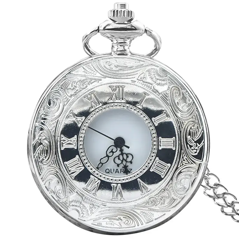 Bronze Roman Clock Pocket Watch with Flip Cover