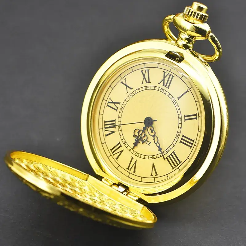 Bronze Roman Clock Pocket Watch with Flip Cover