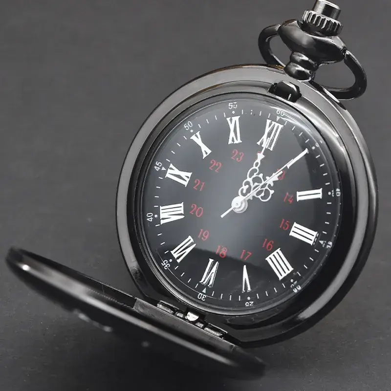 Bronze Roman Clock Pocket Watch with Flip Cover