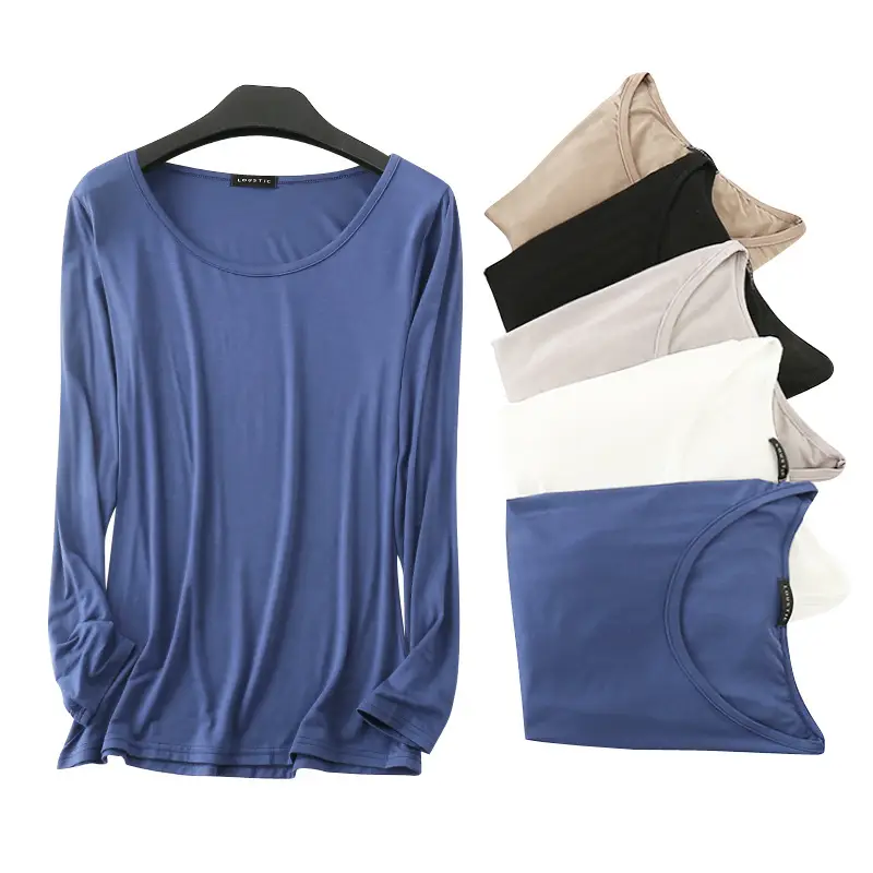 Long Sleeve T-Shirt Women's Grey Modal Slim Fit