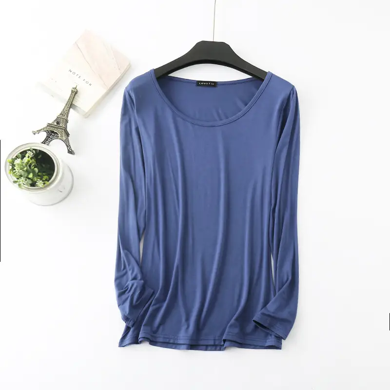 Long Sleeve T-Shirt Women's Grey Modal Slim Fit